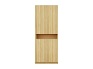 Armoire 70x55x180 cm bois naturel avec penderie, rangements et éclairage led