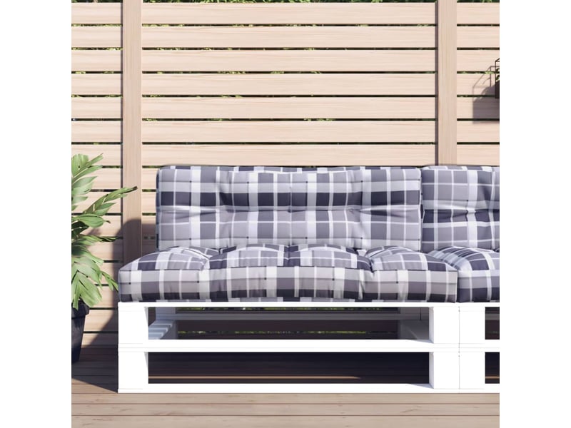  Coussin de palette, coussin de chaise, coussin de canapé motif à carreaux gris 120x40x12 cm tissu cf55357  - Conforama B
