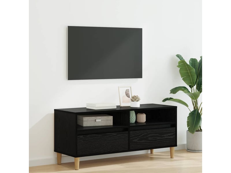  Meuble tv - banc tv - meuble de rangement 100 x 34,5 x 44,5 cm chêne noir bois d'ingénierie  - Conforama B