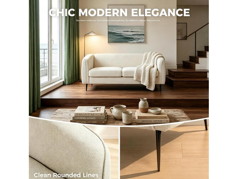  Canapé 2 places 160 x 76 x 72 cm en velours beige avec ressorts ensachés, pieds en métal  - Conforama D