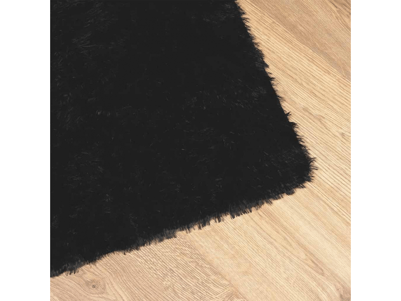  Tapis shaggy à poils longs navarra noir 80x150 cm polyester - comfortxl 4102814 - Conforama D