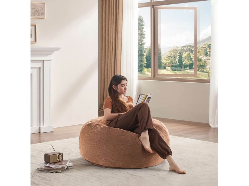  Pouf 90x90x50 cm pliable marron café  - Conforama C