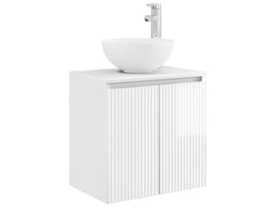 Vanité de lavabo mural, meuble de rangement blanc brillant 49.5x41x64.5 cm