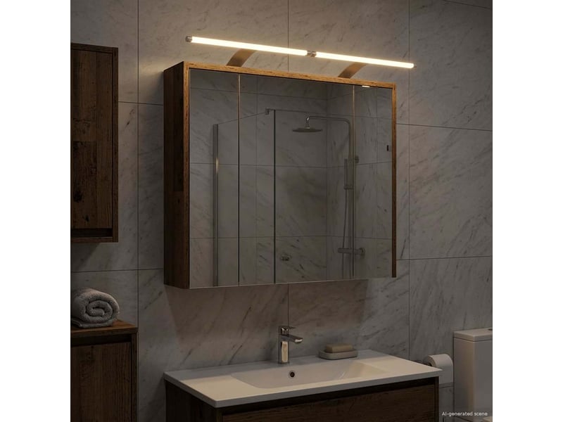  Armoire miroir salle de bain, meuble de rangement bois ancien 73.5x16x62.5 cm  - Conforama D