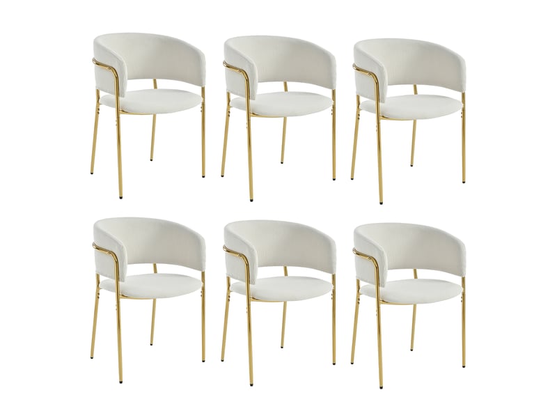  Lot de 6 chaises de salle à manger,avec pieds réglables,velours côtelé,beige  - Conforama A
