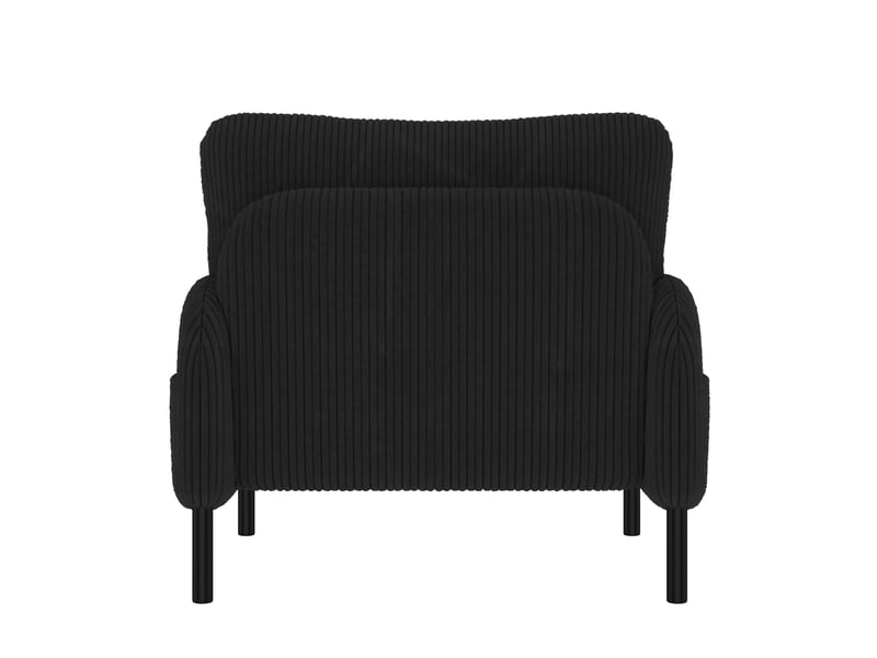  Ensemble canapé, fauteuil et pouf 4 places en velours côtelé noir, modulable et confortable pour le salon  - Conforama D