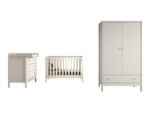 Ensemble chambre swingo lit bébé 60x120 + commode + plan à langer + armoire 2 portes clay
