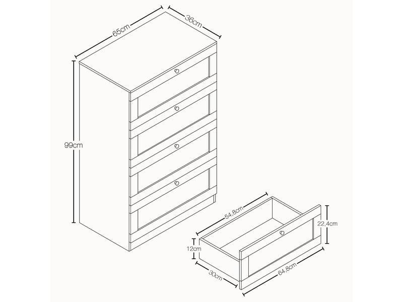  Commode altino 4 tiroirs, chambre, rangement vêtements, meuble, 99x65x36cm, blanc 3332181 - Conforama D