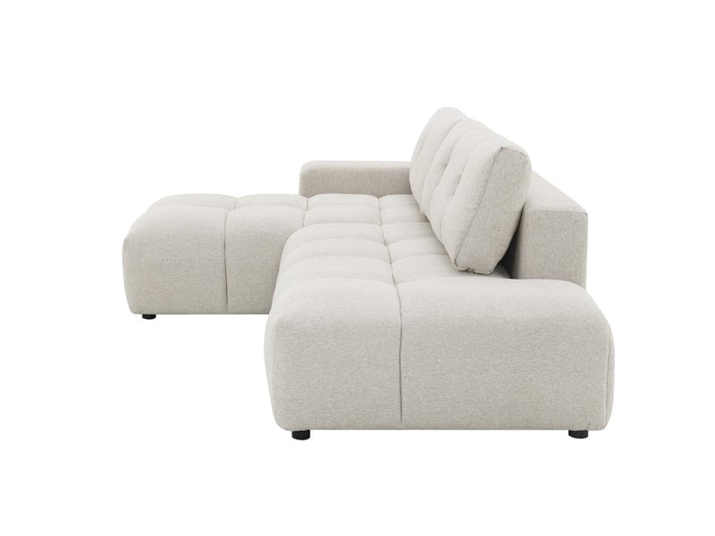  Canapé d'angle convertible avec coffre en tissu texturé beige angeline - angle gauche 12390-M3-BEI - Conforama E