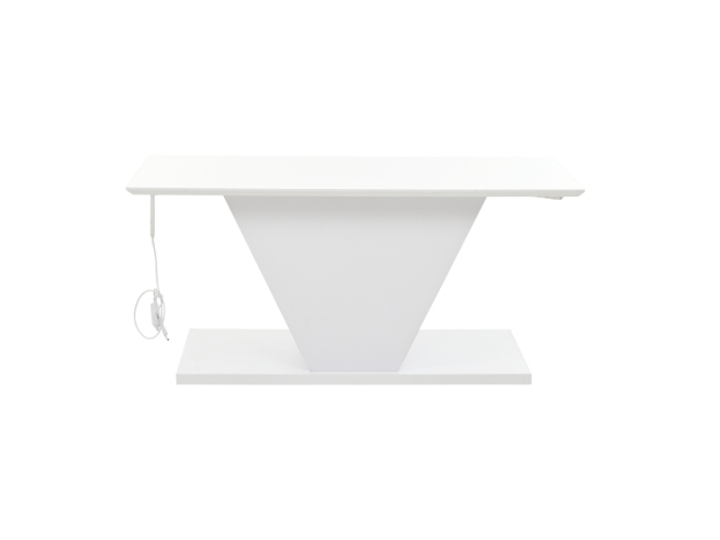  Table basse v‑forme blanche 100×50×46 cm, led, haute brillance – design moderne et fonctionnel  - Conforama A