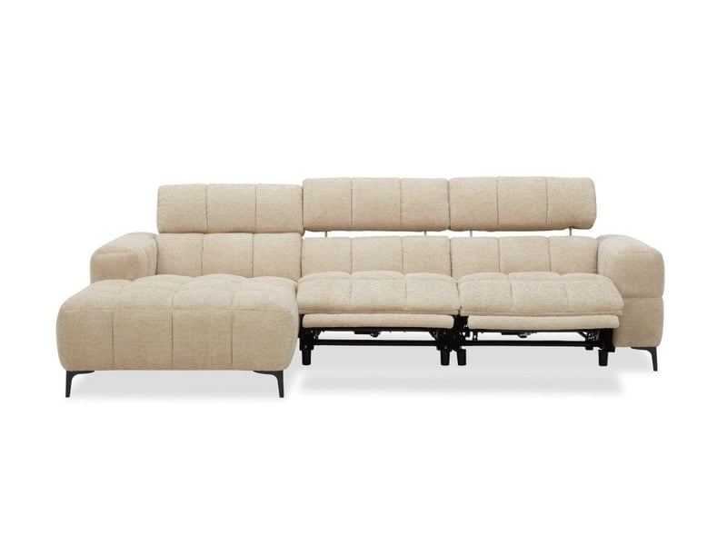  Canapé d'angle relax électrique en velours texturé taupe edelmira - angle gauche KM7965-M3-TAU - Conforama E