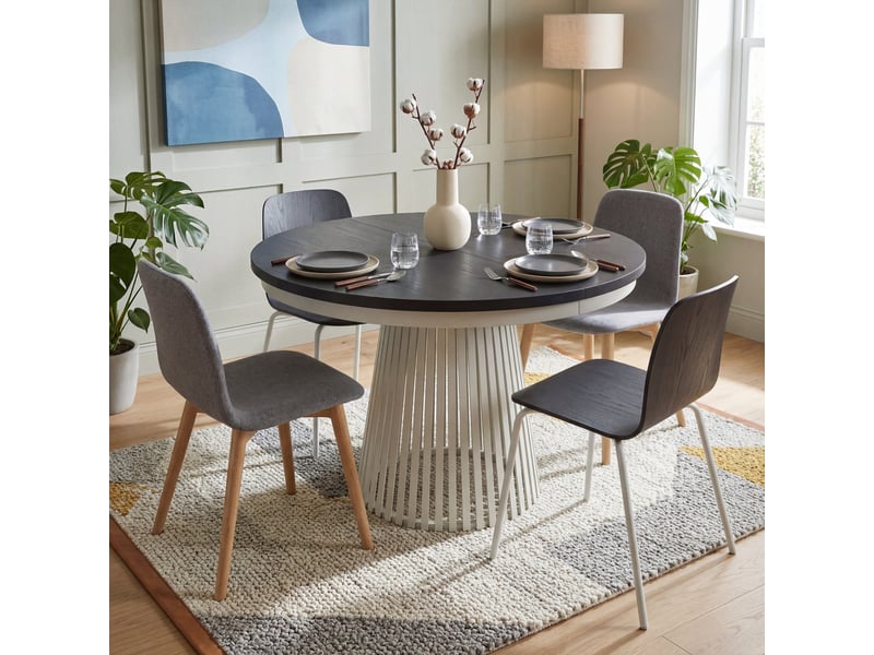  Selsey garda - table à manger ronde extensible - 100 cm - noircachemire Garda - Conforama B
