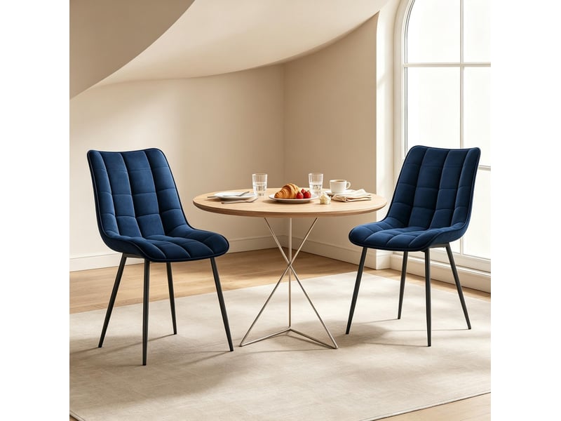 Chaises de salle à manger en velours bleu lot de 2 homvra - Conforama C