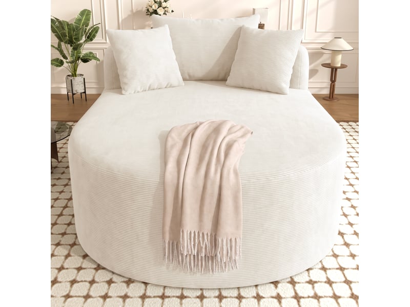  Pouf ovale 170x112,5x83 cm sans montage — beige  - Conforama C