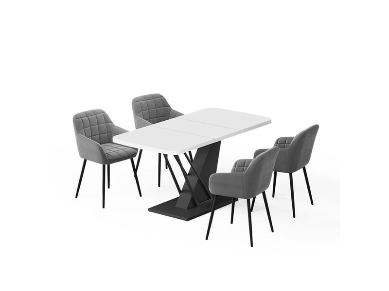  Vicco ensemble de table à manger, blancnoir, 120x80cm avec 4 chaises de salle à manger  - Conforama A