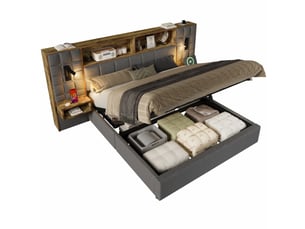 Lit coffre 160x200 cm coloris gris