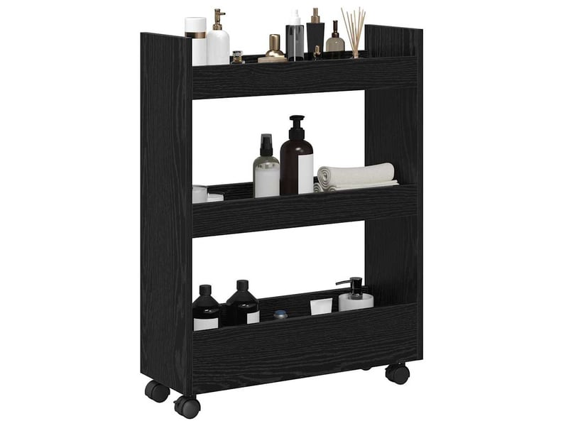  Chariot de rangement étroit pour bureau chêne noir 60x22x80 cm  - Conforama C