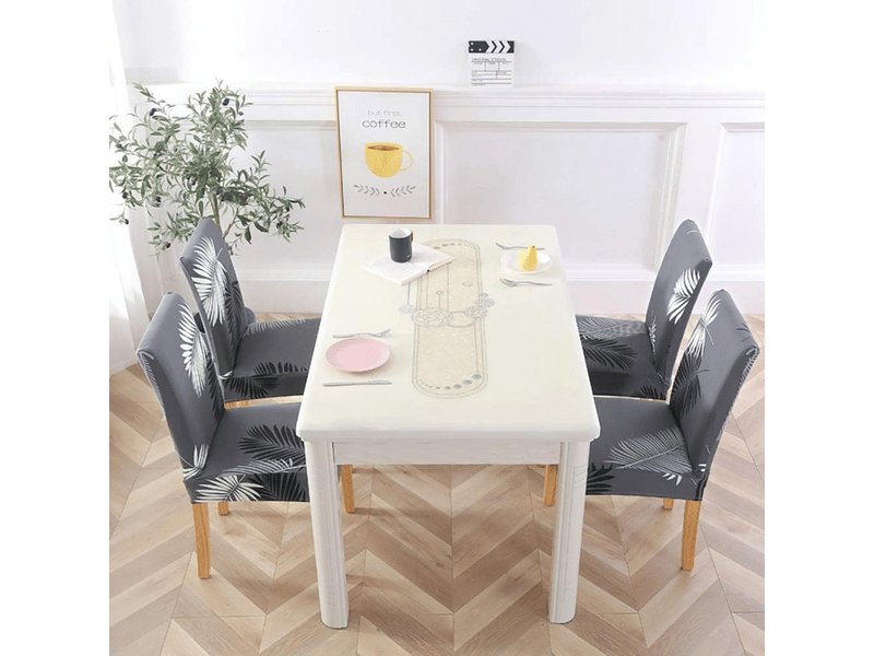  Housses de chaises élastiques imprimées pour restaurants, maisons, hôtels, mariages et conférences noirgris, 6 XLH-ZLS-009376MF - Conforama E
