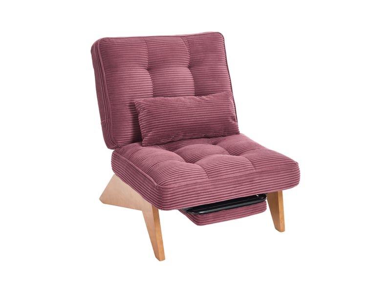 Fauteuil de salon inclinable avec repose-pieds 127x73x90cm velours côtelé rouge bordeaux loungesessel cord burgunderrot - Conforama A