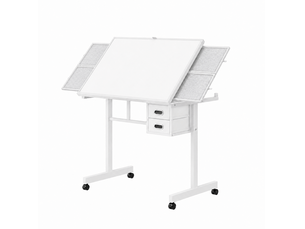 Table de puzzle 1000 pièces avec 4 plateaux, 2 tiroirs et roulettes, blanche