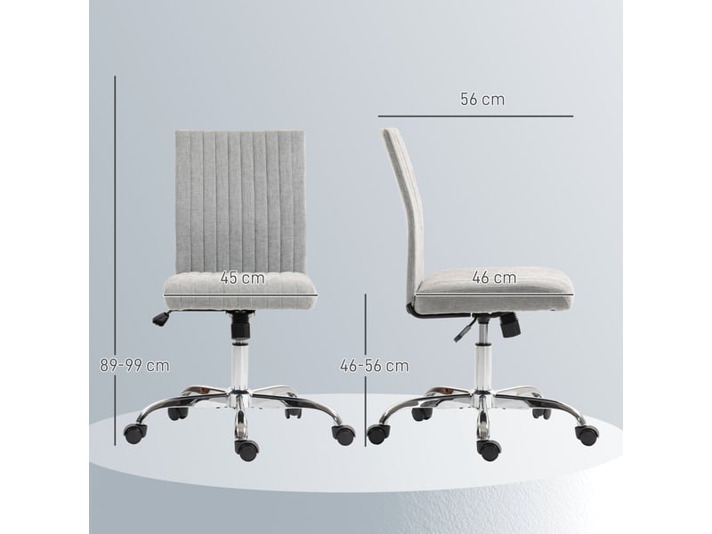  Chaise de bureau sans accoudoirs, hauteur réglable et siège pivotant, revêtement en tissu, gris  - Conforama E