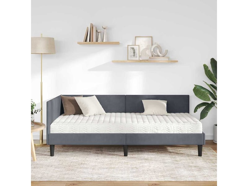  Lit simple- lit adulte -  cadre de lit d'angle avec matelas 2 pcs gris foncé 100 x 200 cm  - Conforama B