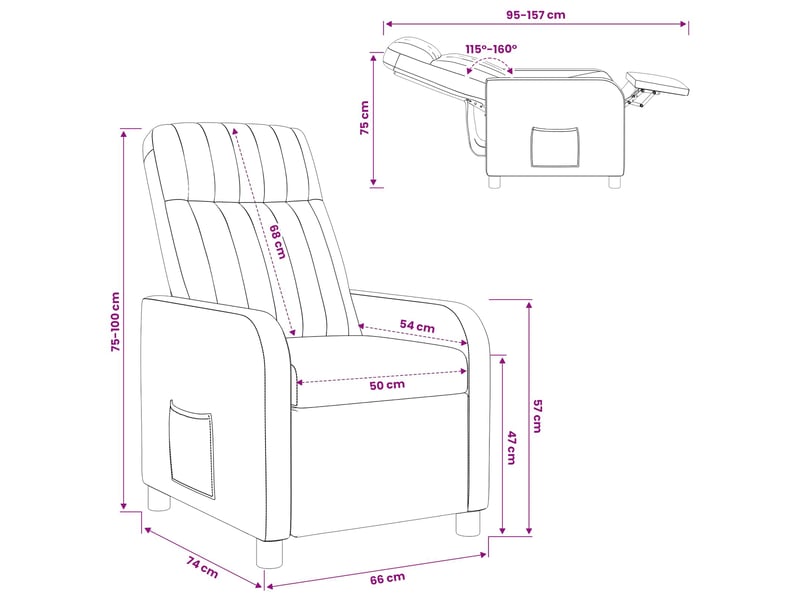  Vidaxl fauteuil inclinable bordeaux velours (v)  - Conforama C