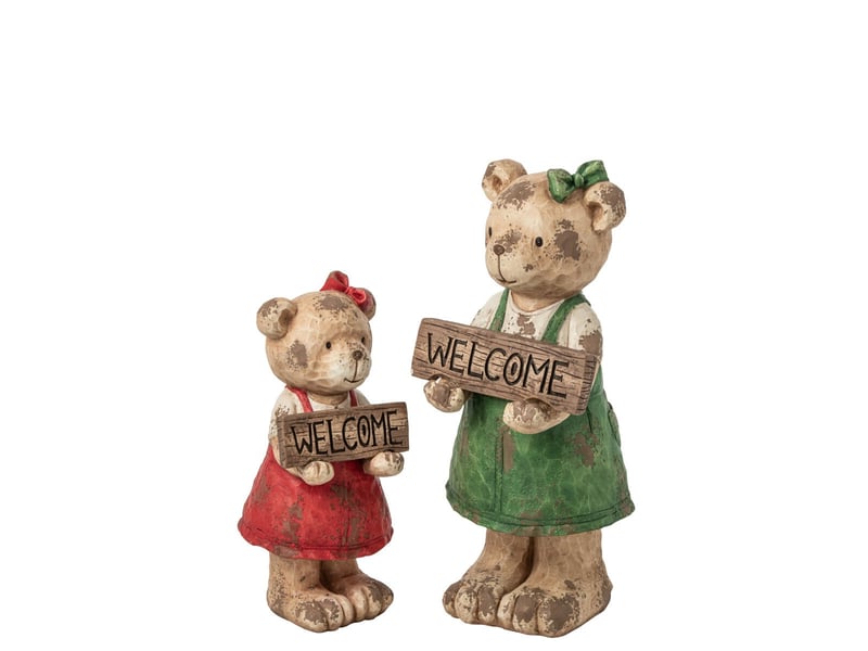  Statue déco ours bienvenue paulin 83cm vert  - Conforama C