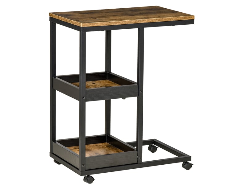  Table d'appoint forme c à roulettes en acier et mdf 51 x 33 x 66 cm  - Conforama A