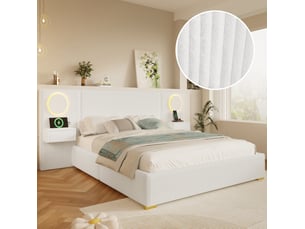 Lit avec rangement 180x200 cm WISHDOR   coloris beige