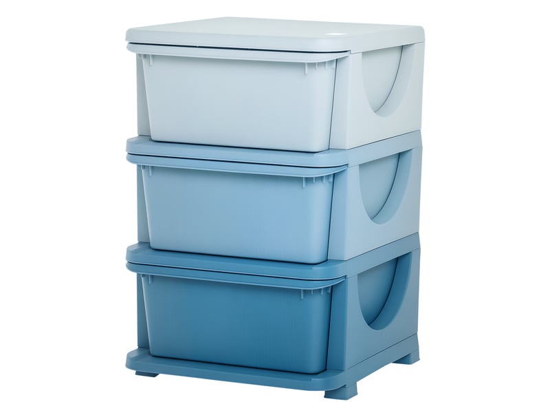  Commode à 6 tiroirs pour enfants de 3 à 6 ans, bords arrondis, meuble de rangement pour jouets en polypropylène, 37 x 37 x 56,5 cm, bleu  - Conforama A