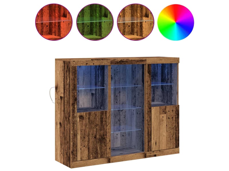  Buffet - bahut - meuble de rangement led bois ancien 123 x 37 x 100 cm bois d'ingénierie  - Conforama D