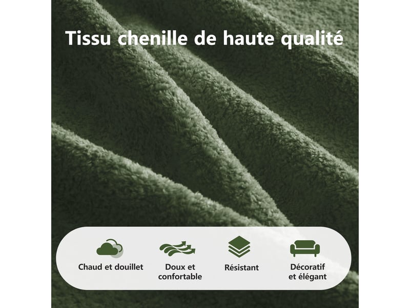 Canapé modulaire en velours - 4 places - 1 ottomane - forme en l - 384x167x70 cm - vert - mousse haute densité 32d - Conforama W