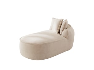Canapé méridienne droit en chenille taupe clair avec coussins, 2 modules indépendants sans montage