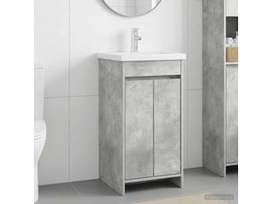 Meuble salle de bain avec évier, meuble de rangement gris béton 42x40x84.5 cm shl5230