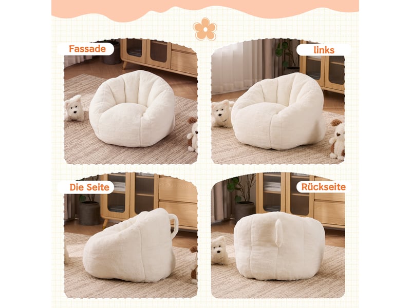  Fauteuil poire enfant modenvie en polyester beige 75 x 70 x 52 cm  - Conforama D