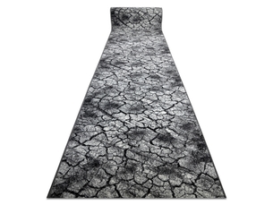 Tapis de couloir silver terra sol fissuré gris 70cm 70x450 cm
