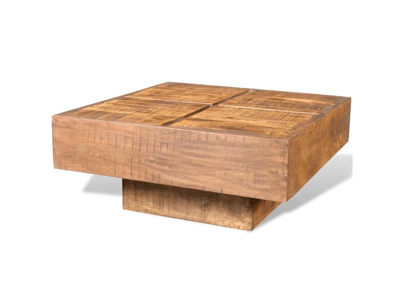  Table basse | table d'appoint salon carrée marron bois massif de manguier  - Conforama D