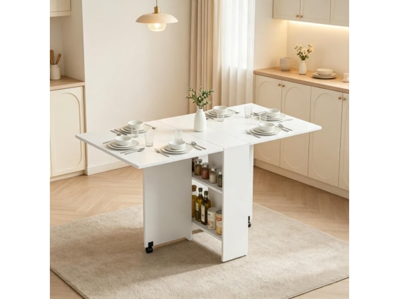 Table à manger pliante avec roulettes – table basse et table d’appoint mobile compacte (1 pièce) – sur site - Conforama E