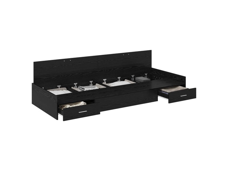  Lit simple- lit adulte -  cadre de lit chêne noir 80 x 200 cm bois d'ingénierie  - Conforama A