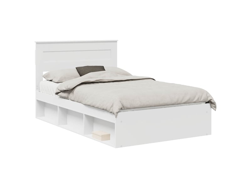  Lit double- lit adulte -  cadre de lit blanc 120 x 190 cm bois de pin massif  - Conforama A