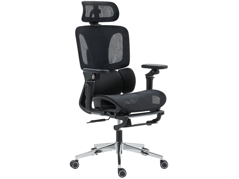  Fauteuil de bureau avec repose-pieds et accoudoirs 6d noir 71 x 67 x 133 cm  - Conforama B
