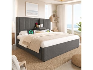 Lit coffre 160x200 cm    coloris gris