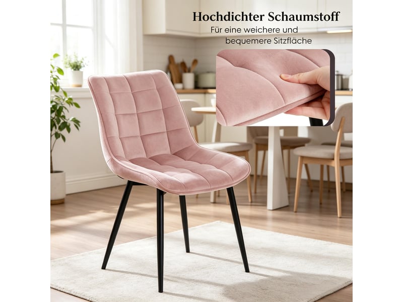  Lot de 2 chaises de salle à manger en velours rose, pieds en métal T5828P577065 - Conforama E