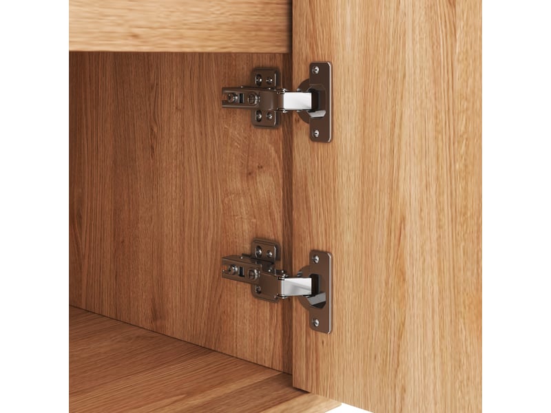  Meuble tv 170x35x47,5 cm – portes texturées – pieds et poignées dorés – chic moderne  - Conforama D