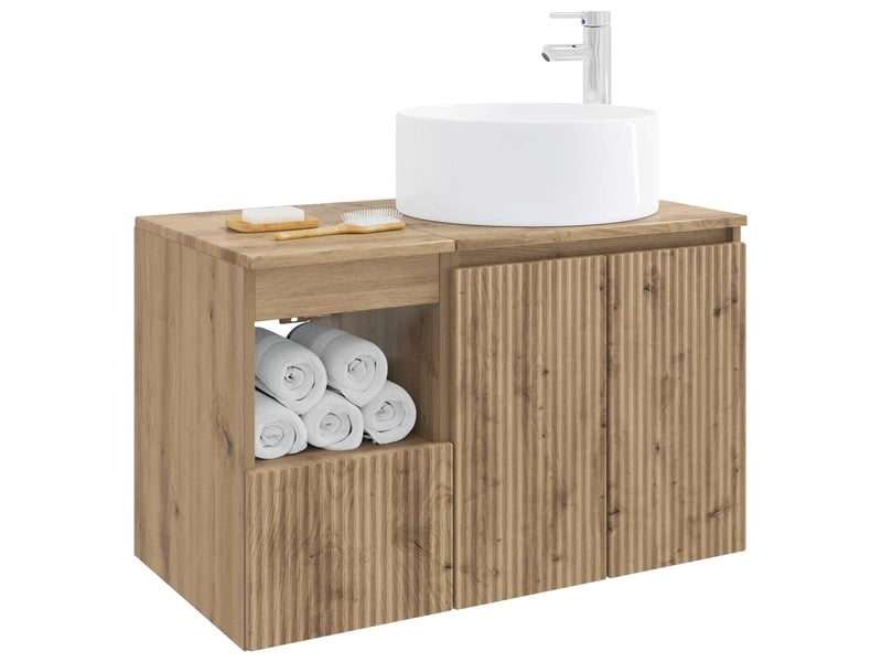 Ensemble de mobilier de salle de bain 2 pc chêne artisanal cf64070 - Conforama C