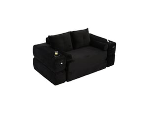 Canapé droit compressé convertible <strong>MODENVIE</strong> <strong></strong> 2 places Velours côtelé noir