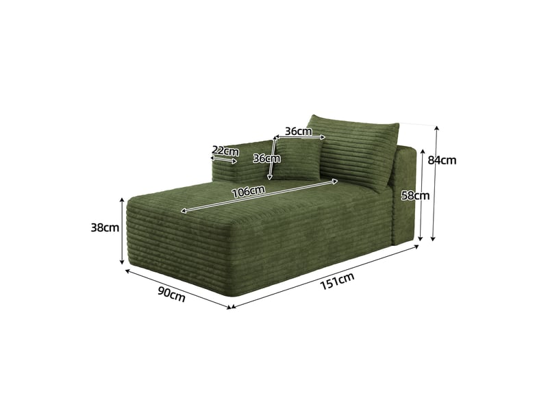  Canapé convertible vert 2 places, petit canapé d'angle gauche avec lit d'appoint pour studio, 151cm  - Conforama C