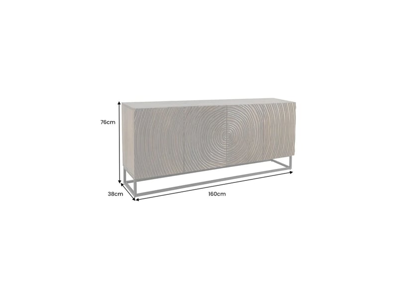  Buffet zenwood 160 cm en bois de manguier foncé – 4 portes sculptées, marron et noir  - Conforama C