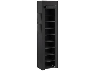 Étagère à chaussures 20 paires 10 niveaux, noir, range-chaussures en métal avec housse anti-poussière